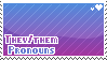 a purple they/them pronoun stamp
